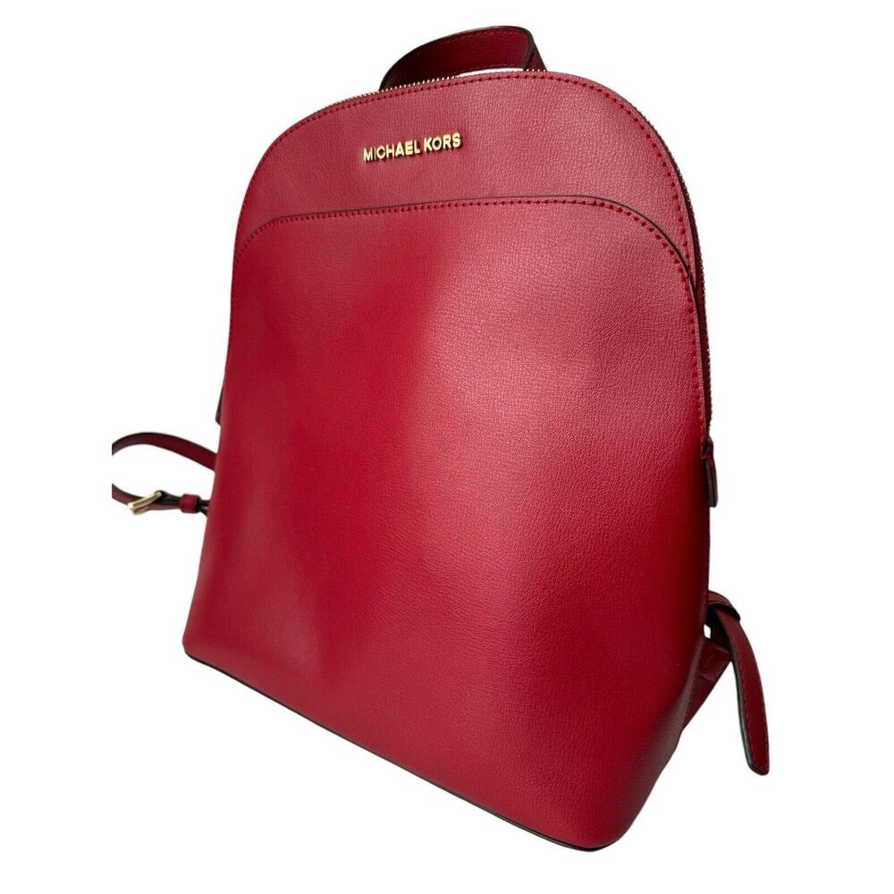 Michael Kors Large Emmy Leather Cherry Teck Friendly Dome Backpack
